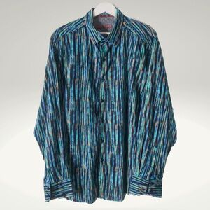 Robert Graham peacock inspired long sleeve button down shirt.